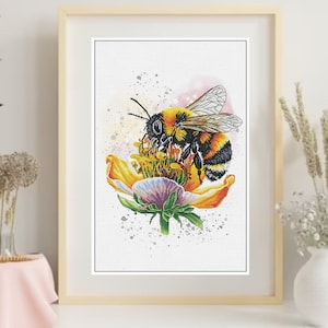 Bee Cross Stitch Kit, Color Symbol Pattern, DIY Needlework (11.0" x 16.54")