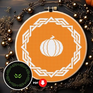 Halloween Pumpkin Cross Stitch Pattern, Glow in the Dark (PDF Pattern)