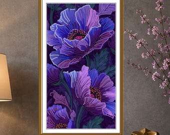 Amethyst Bloom Bead Embroidery Kit on Printed Gabardine by Nova Sloboda Floral Artwork