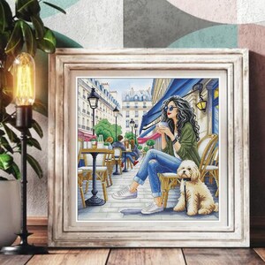 Marseille Street Cafe Korsstygnskit, Fransk Stadsbild Handarbete