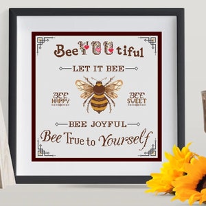 Golden Bee Cross Stitch Pattern, Glow in the Dark (PDF Pattern)