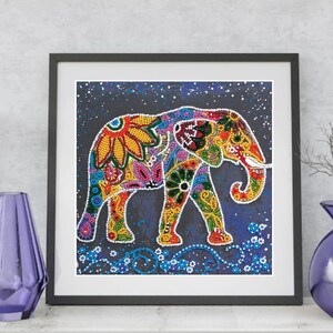 DIY kit kralenborduurwerk Indische olifant, Abris Art (7,9 x 7,9 inch)