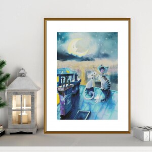 DIY Cross Stitch Kit &quot;Songs under the moon&quot; set of tapestries. needlework, counted cross, DIY craft kit. cats bead embroidery Kit