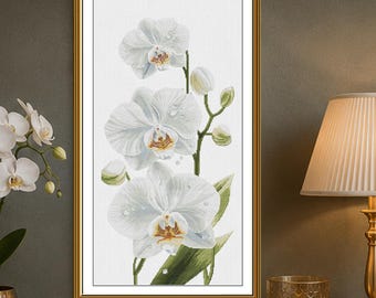 White Orchid Cross Stitch Kit Elegant Floral Embroidery by Nova Sloboda Counted Design