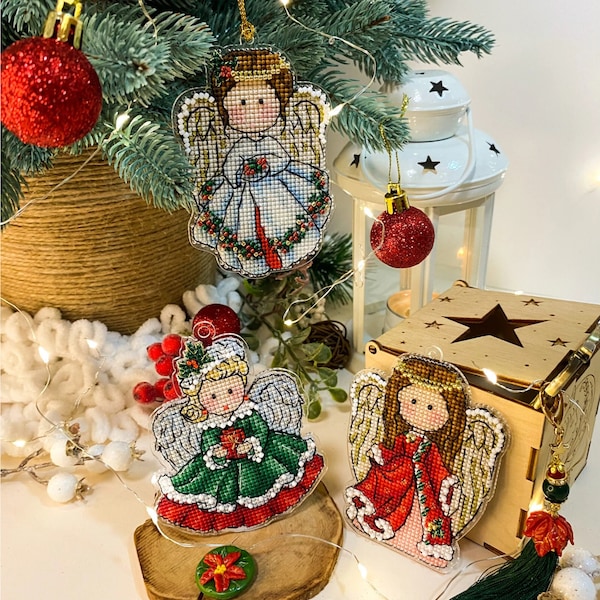 DIY Christmas toy kit "christmas angel", Embroidery kit, Christmas decor, Christmas gift. Decor handmade, Christmas beaded toy