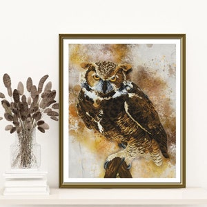 DIY Cross stitch kit &quot;Owl&quot;, Needlepoint Kit, long stitches, embroidery, counted cross stitch kit. DIY craft kit, Bird cross stitch,  art