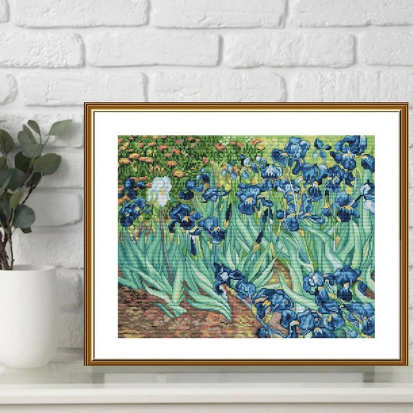 Irises, V. van Gogh Cross Stitch Kit, DIY Embroidery (35 x 27 cm)