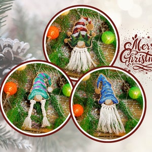 DIY-pärlbesatt julgransprydnadskit med tomtemotiv, broderi på trä