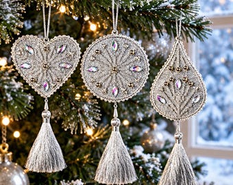 Pärlbroderikit, kristallvinterdekorationer på plast från Wonderland Crafts