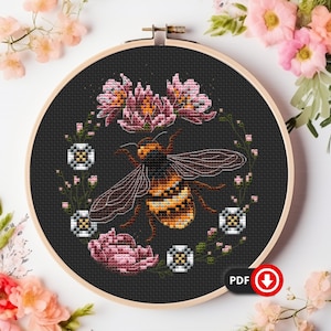 PDF Cross stitch patterns &quot;Golden bee&quot;, Digital cross stitch, cross stitch bee patterns. Instant Download + gift