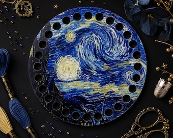 Van Gogh Floss Organizer Set Wooden Thread Holder Oval Round Rectangle Embroidery Gift