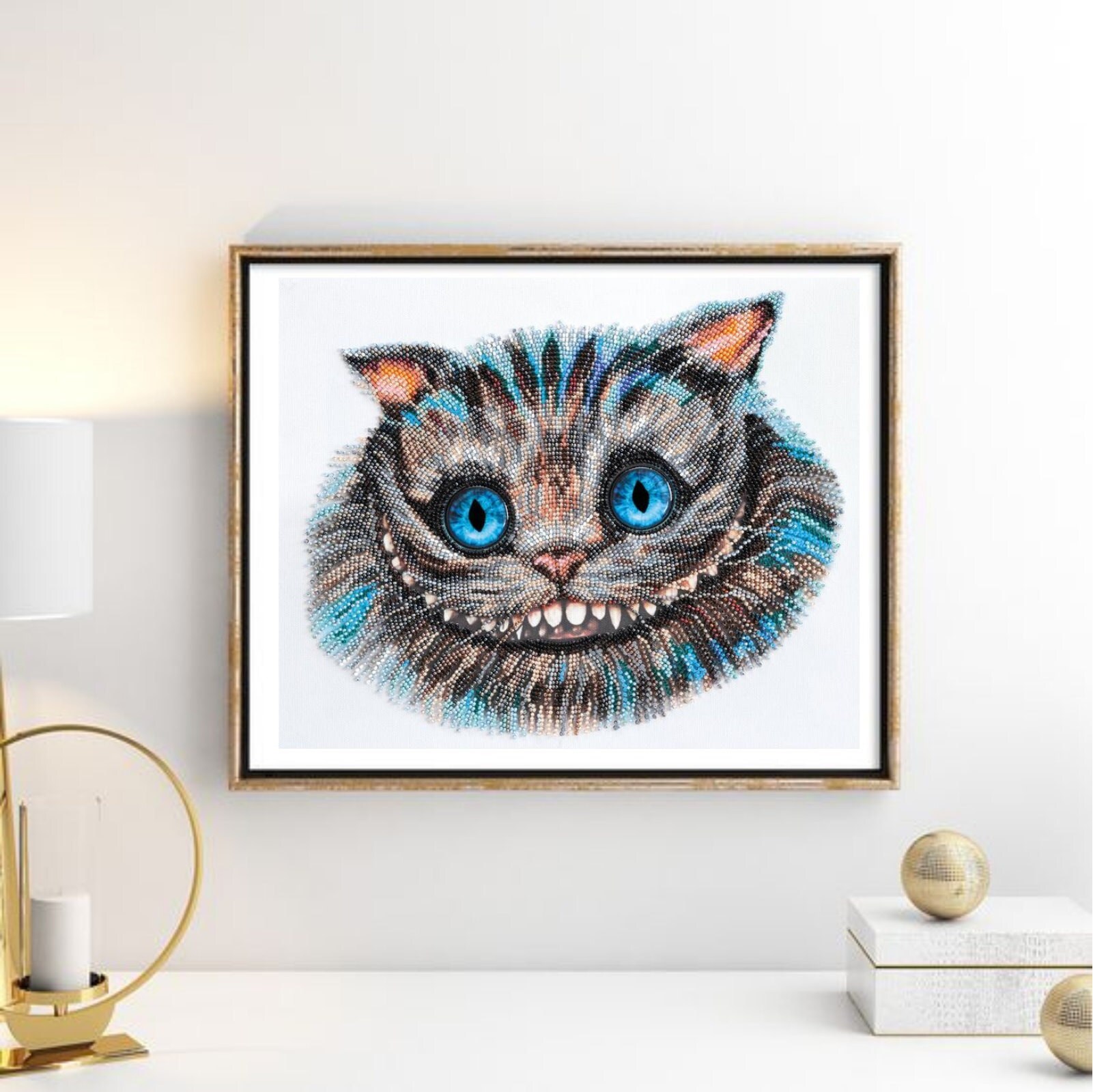 Kit de broderie de perles de chat du Cheshire - ensemble de fabrication