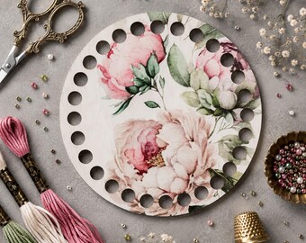 Peony Floss Organizer Set Wooden Thread Holder Four Shapes Embroidery Gift Collection Floral