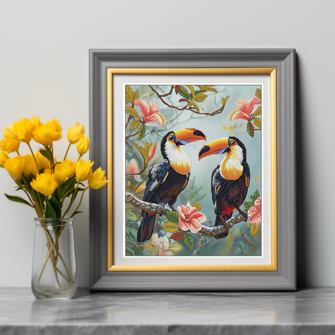 Cross Stitch Kit tropical World, Needlepoint Kit, Long Stitches