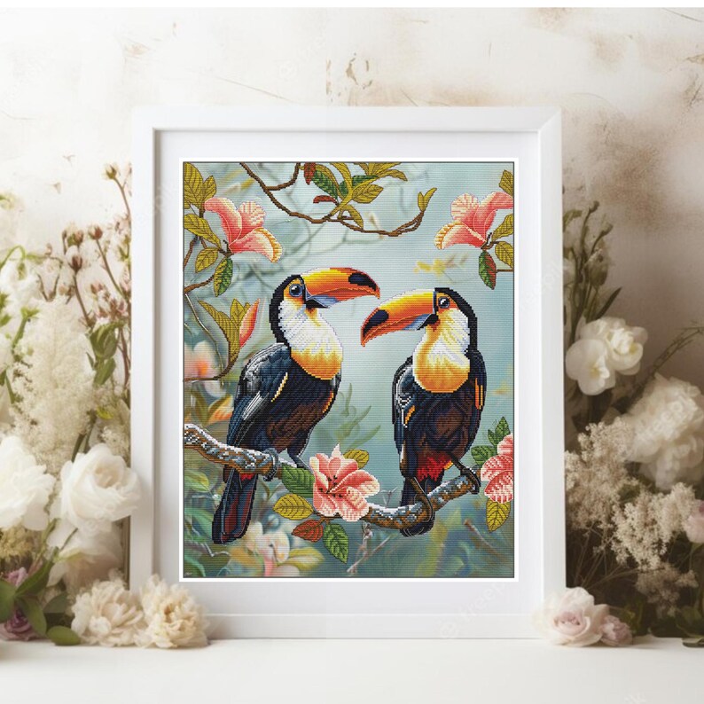 Cross Stitch Kit tropical World, Needlepoint Kit, Long Stitches