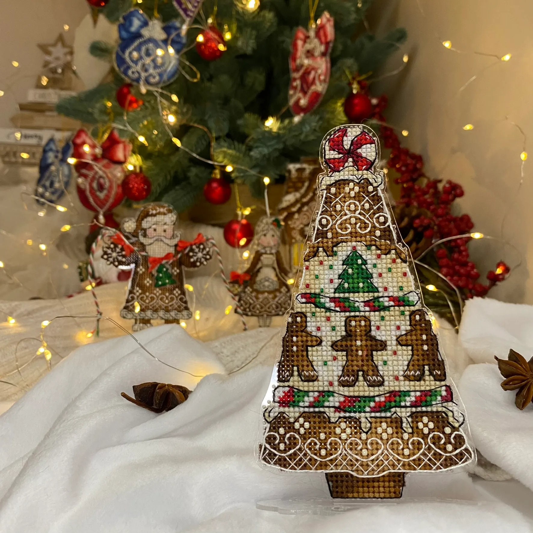 DIY Gingerbread House Embroidery Kit, Christmas Tree Decor - Etsy