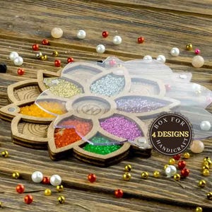 Wooden Bead Organizer with Acrylic Lid, Embroidery Accessory