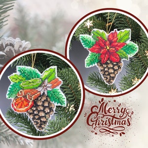 Kit giocattolo per albero di Natale fai da te "Giocattolo per albero di Natale "Pigna"", kit da ricamo, arredamento per albero di Natale, arredamento di Capodanno, fiore di Natale