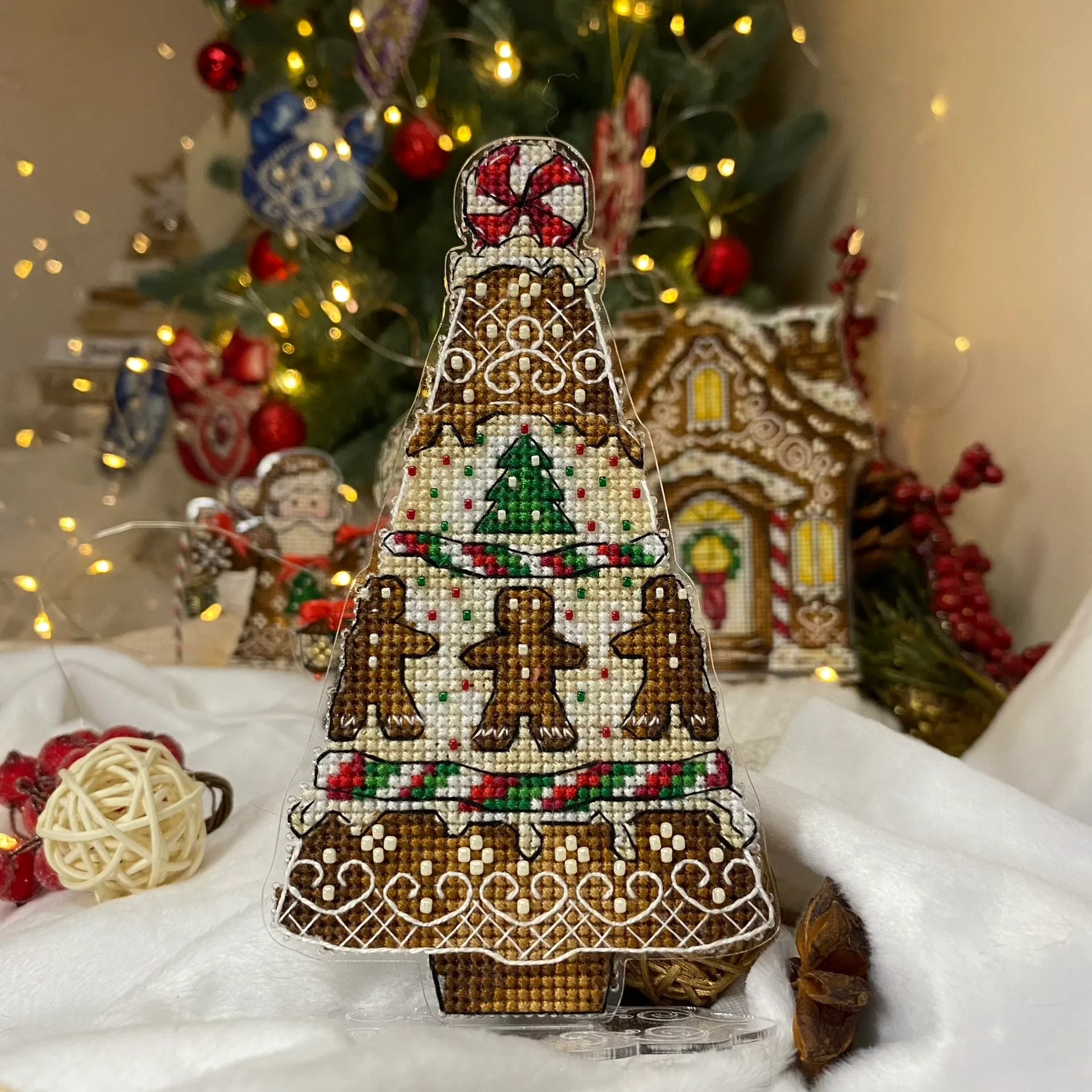 DIY Gingerbread House Embroidery Kit, Christmas Tree Decor - Etsy