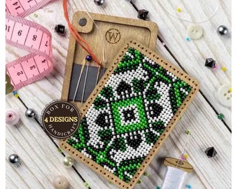 DIY Beaded Needle Minder Kit, Wooden Needle Holder, Sewing Accessory