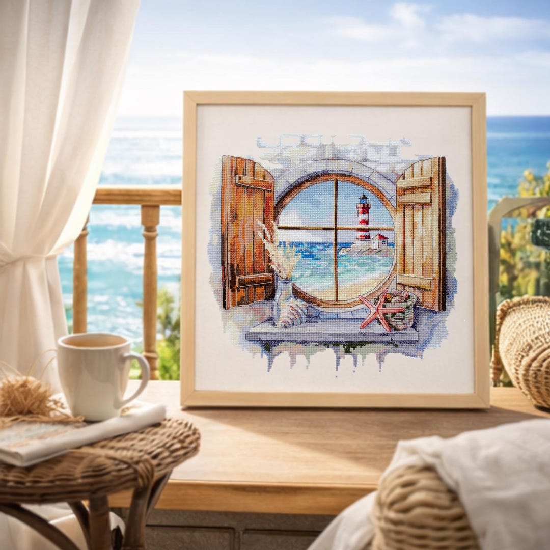 Lighthouse Window View Cross Stitch Kit Coastal Seaside Landscape ...