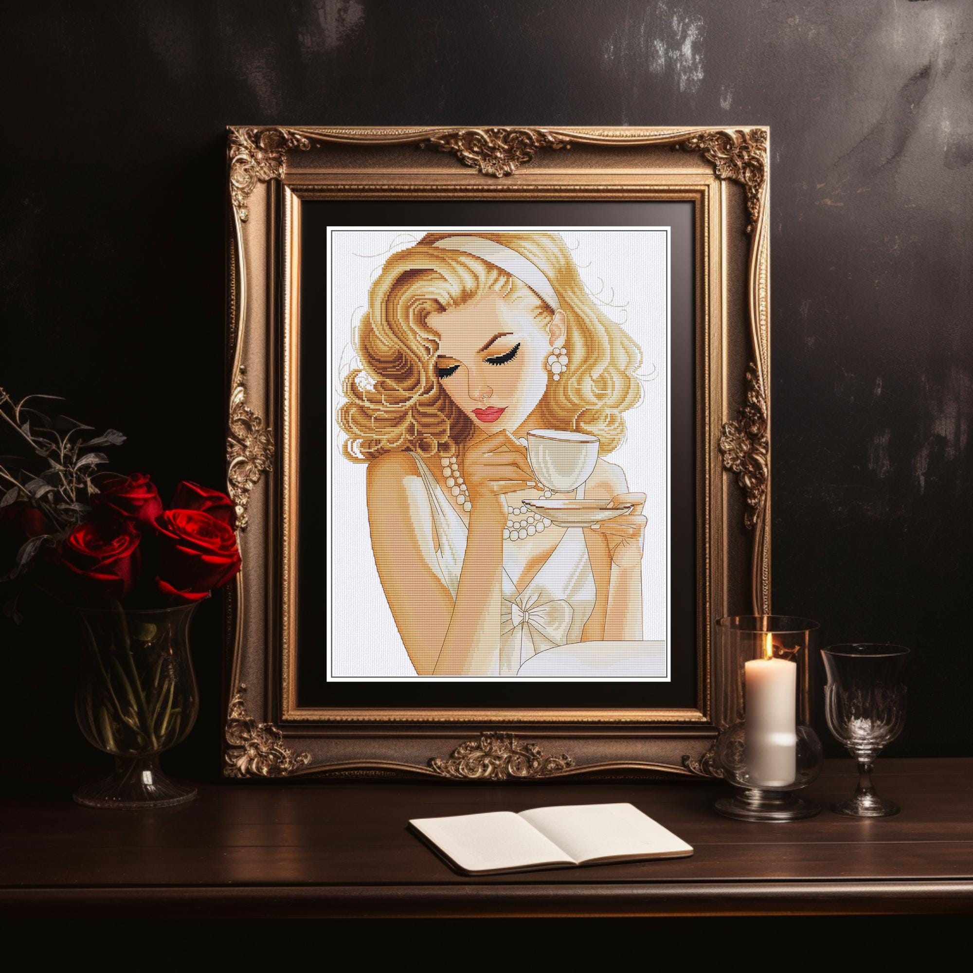 Sunlit Elegance Woman Cross Stitch Kit by Nova Sloboda, Vintage