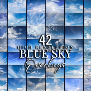 Sovrapposizioni di cielo blu per l'editing in Photoshop / Cieli naturali e limpidi / 42 JPG ad alta risoluzione