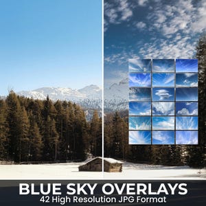 42 High-Resolution Sky Overlays | Blue, Natural and Fluffy Skies for Photoshop Editing