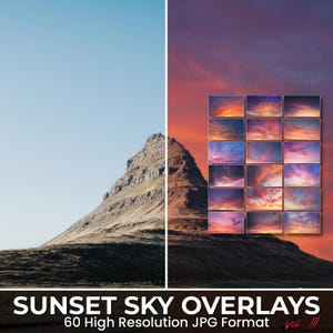 60 High-Resolution Sky Overlays | Sunset, Nature and Romantic Skies for Photoshop Editing