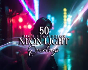 Superposiciones de ondas de luz de neón para Photoshop / Efectos fotográficos con brillo ciberpunk / Fondos digitales abstractos y rastros de luz para retratos nocturnos