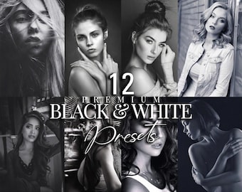 Ajustes preestablecidos de Lightroom en blanco y negro con un tono melancólico / Filtros monocromáticos oscuros para dispositivos móviles y computadoras de escritorio / Fotografía artística y editorial cinematográfica