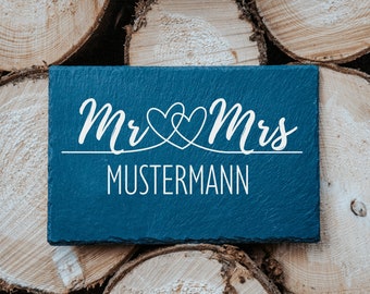 Mr & Mrs WISH NAME | engraved slate | Different sizes available! #2