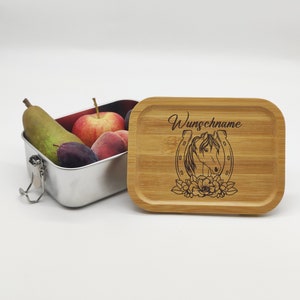 Pferd mit Wunschname | Brotdose personalisiert, Brotdose Kinder, Brotdose Edelstahl, Lunchbox, Personalisierte Lunchbox für Kinder #4