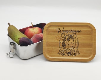 Pferd mit Wunschname | Brotdose personalisiert, Brotdose Kinder, Brotdose Edelstahl, Lunchbox, Personalisierte Lunchbox für Kinder #4