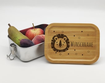 Löwe mit Wunschname | Brotdose personalisiert, Brotdose Kinder, Brotdose Edelstahl, Lunchbox, Personalisierte Lunchbox für Kinder #14