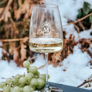 Monogram Desired Name | engraved white wine glass #28