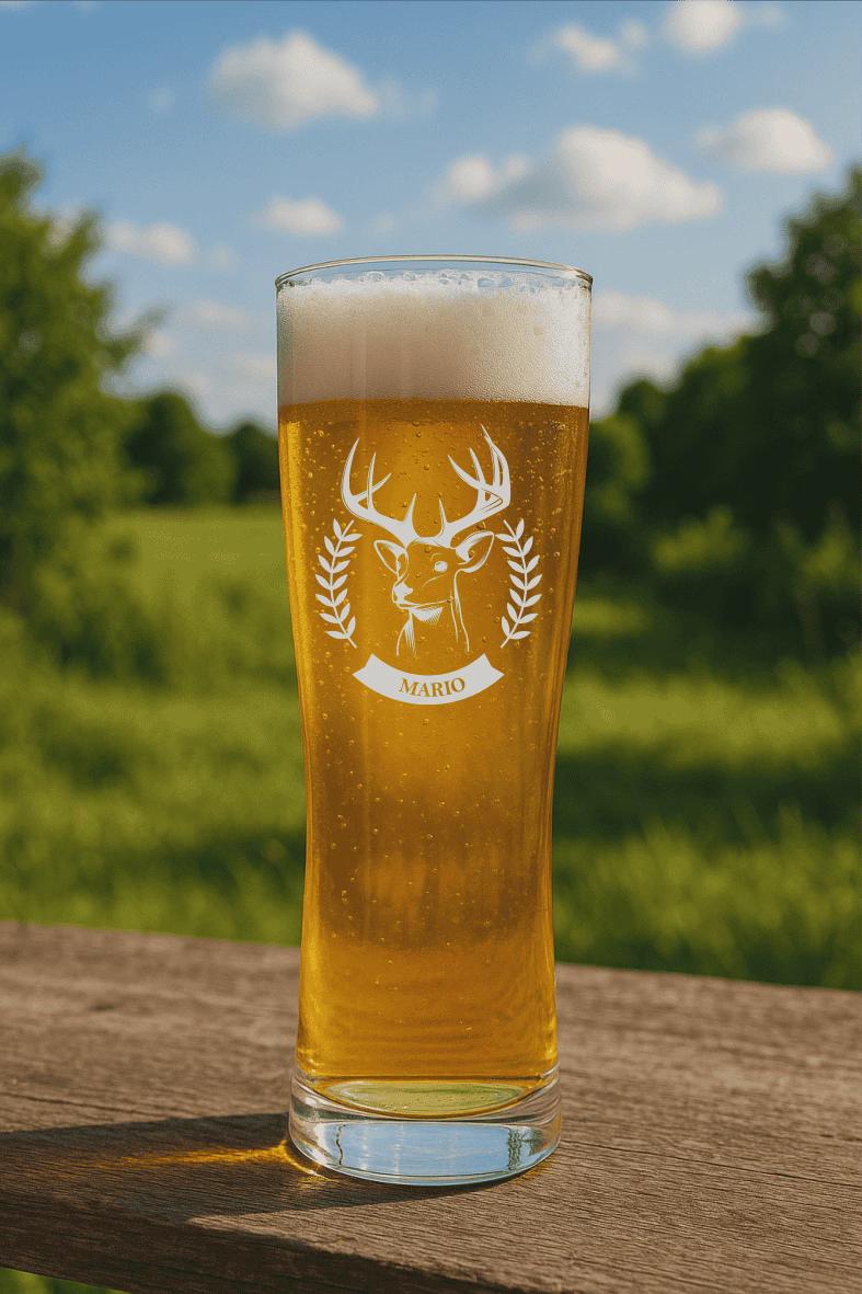 Deer with name | engraved beer glass #11