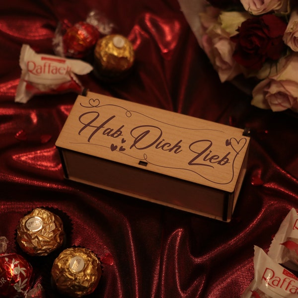 Hab dich Lieb | Holzbox mit Ferrero Rocher | Valentinstagsgeschenk | Geschenk für den Partner #6