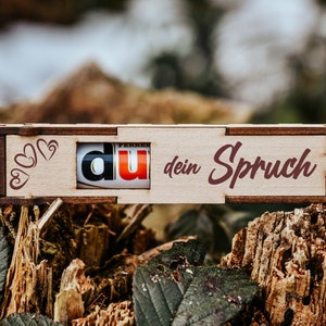 Dein Wunschspruch | gravierte Schokoriegel Geschenkbox inkl. Duplo | kleine Aufmerksamkeit #54