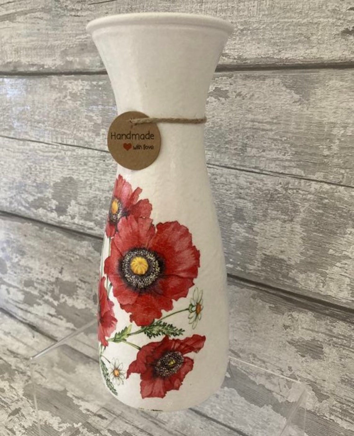 Poppy Vase Decoupage Gifts for Her Handmade Flower Vase Etsy UK