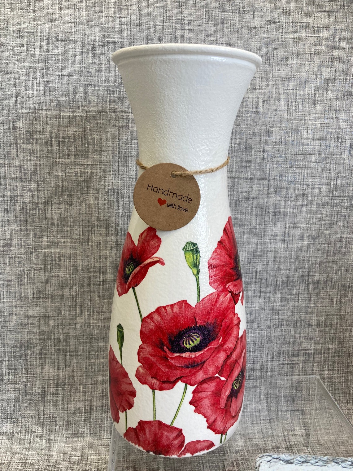 Poppy Vase Decoupage Gifts for Her Handmade Flower Vase Etsy