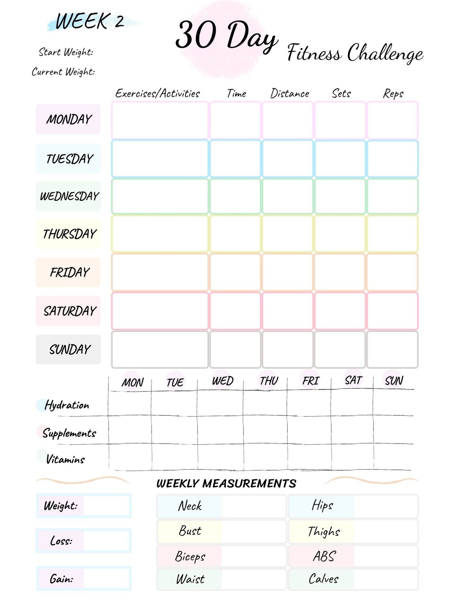 30 Day Challenge Set-Printable Challenge Set-Fitness | Etsy