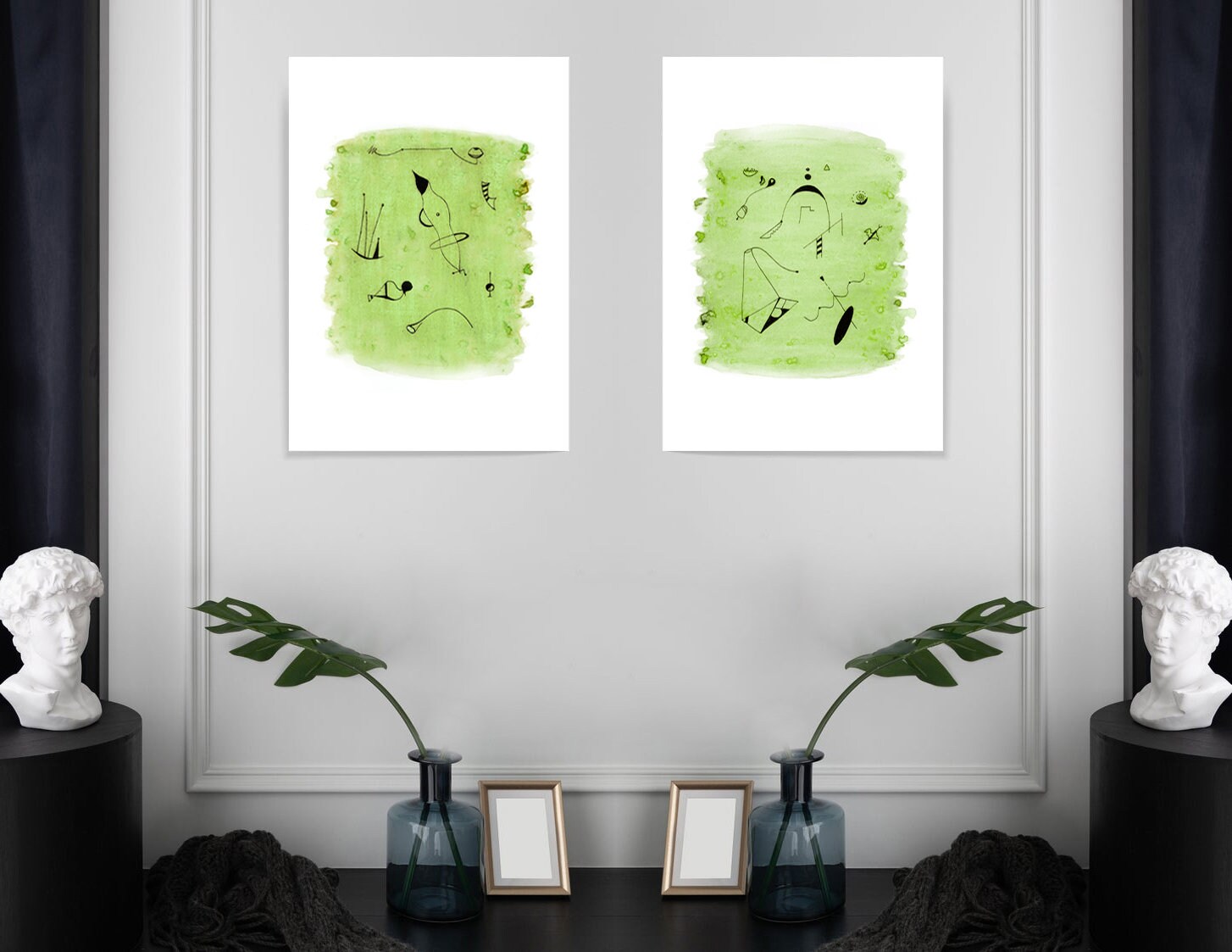 Printable abstract art set of 2 A4 Etsy