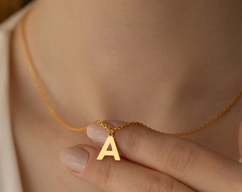 Gold Letter Necklace, Initial Necklace, Name Necklace, Letter Necklace, Gift For Her, Christmas Gift, Personalized Gift, 925 Sterling Silver