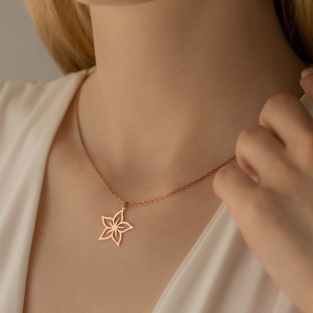 Handmade Star Set Diamond Necklace ~ 9ct Rose Gold