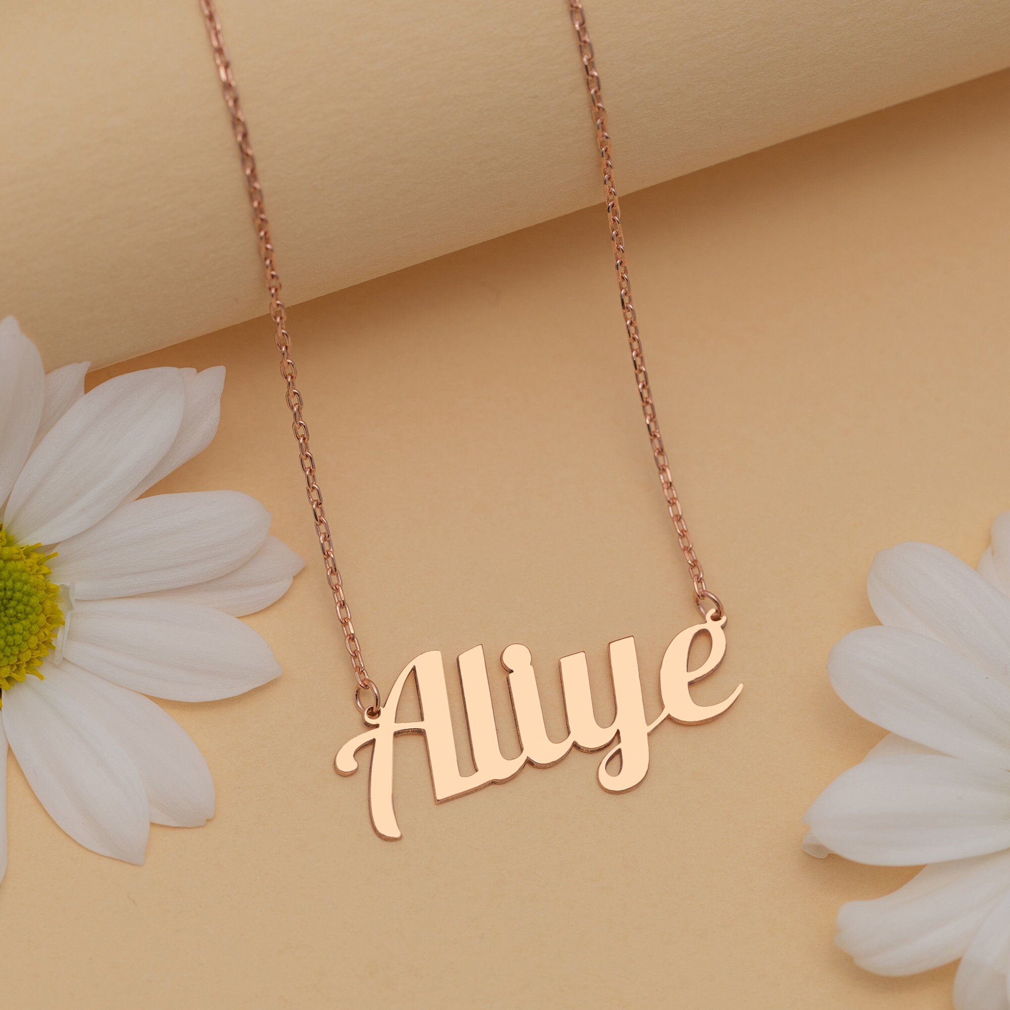 Name Necklace, Tiny Name Necklace, Rose Gold Name Necklace, Bridesmaid