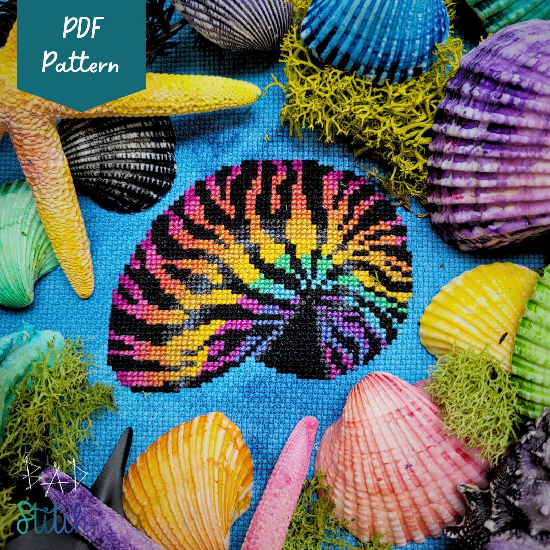 Rainbow Nautilus Cross Stitch Pattern, Beginner Craft, Nautical Art ...