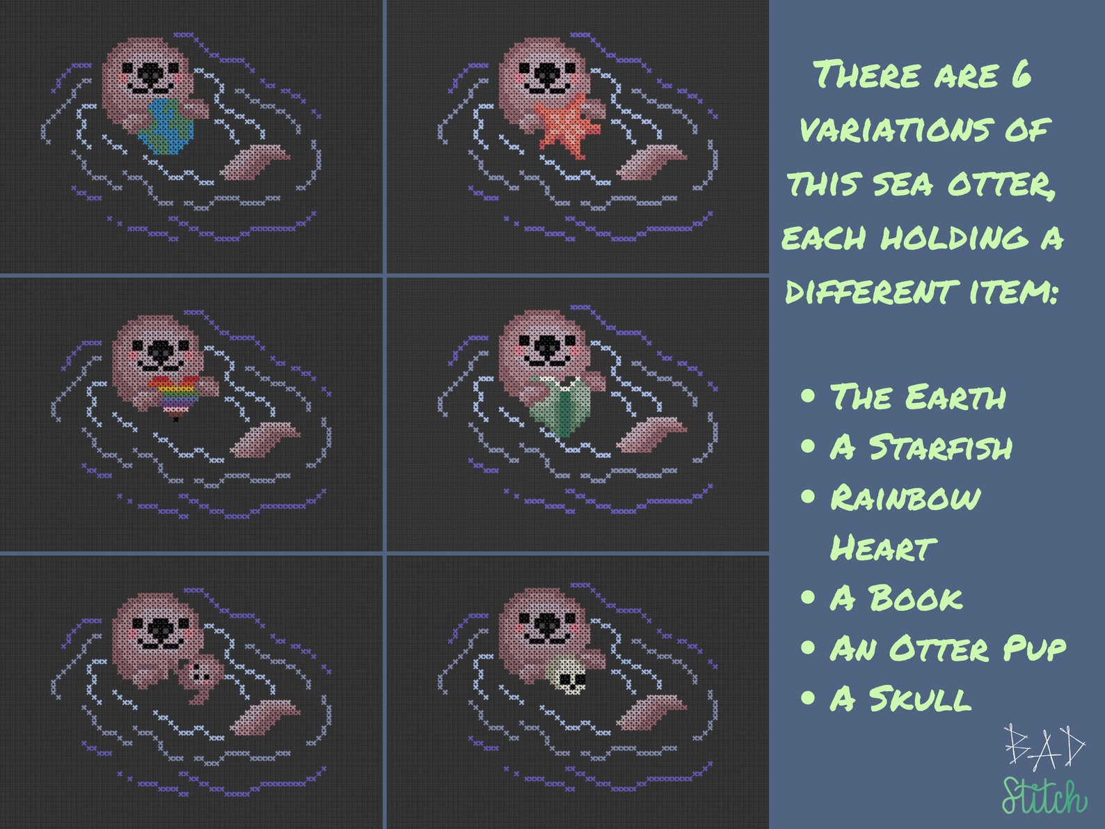 Sea Otter (X6) from Badstitched