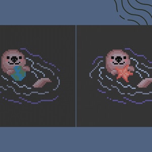 Sea Otter Cross Stitch Pattern Bundle, Beginner Cross Stitch, Sea Otter