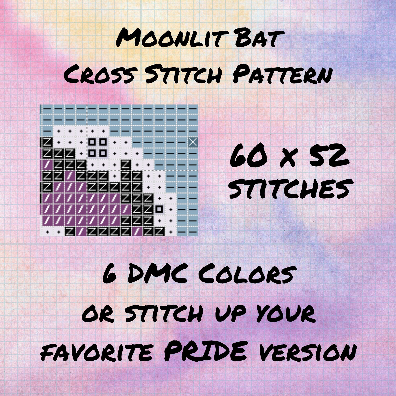 Moonlit Flight Cross Stitch Pattern Pride Colors Digital | Etsy